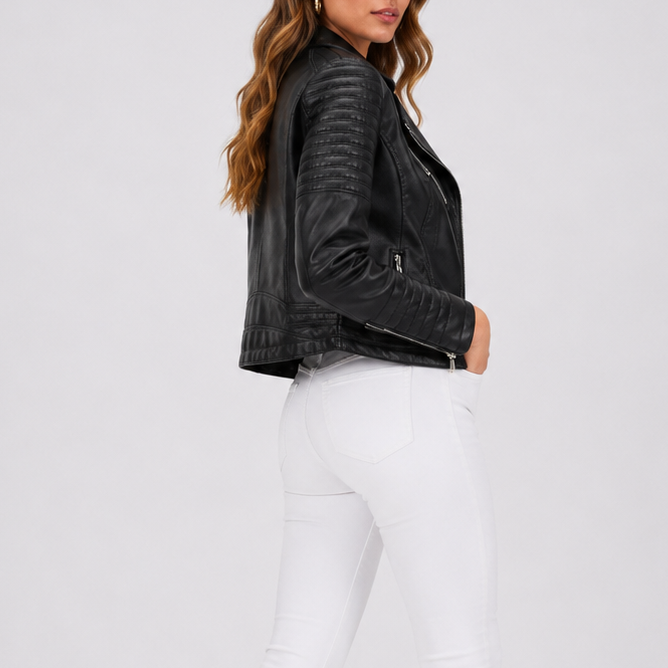 Giacca Donna Biker dal Taglio Deciso