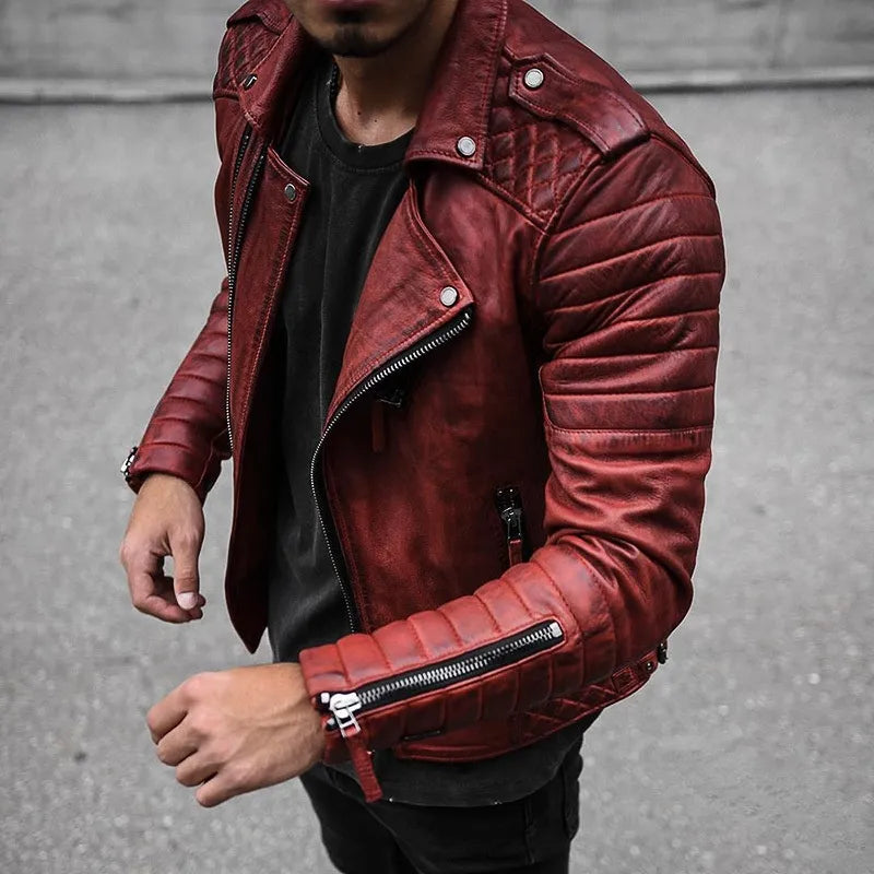 Rosso giacca uomo stile biker