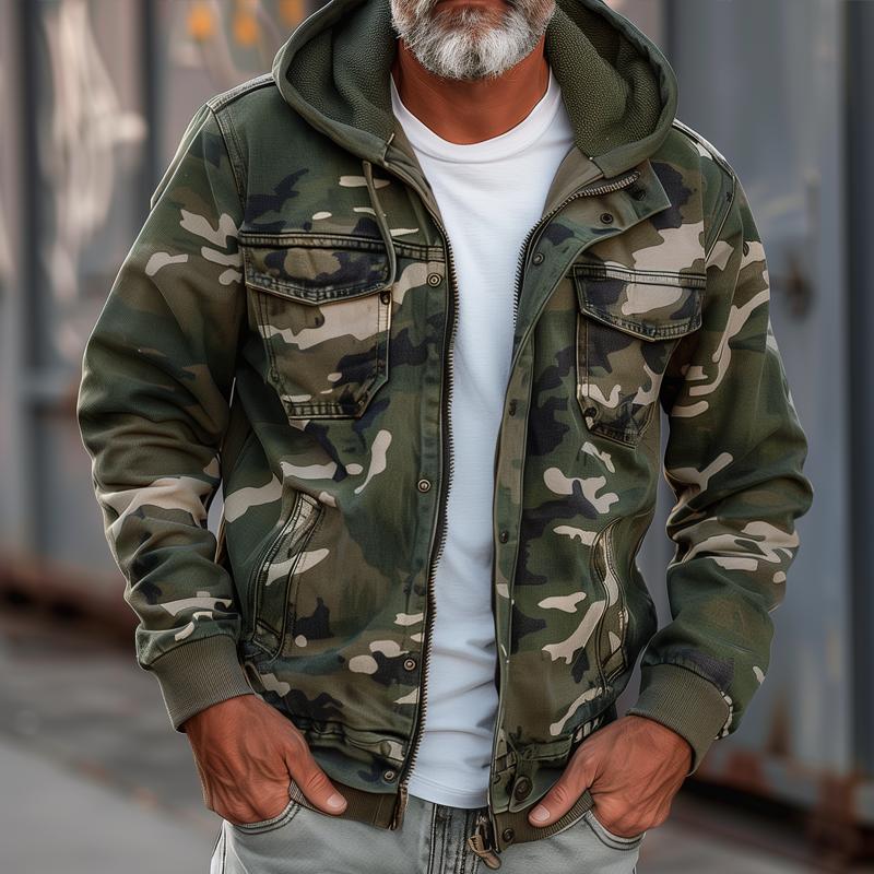 Utility-Herrenjacke mit Kapuze für den Herbst