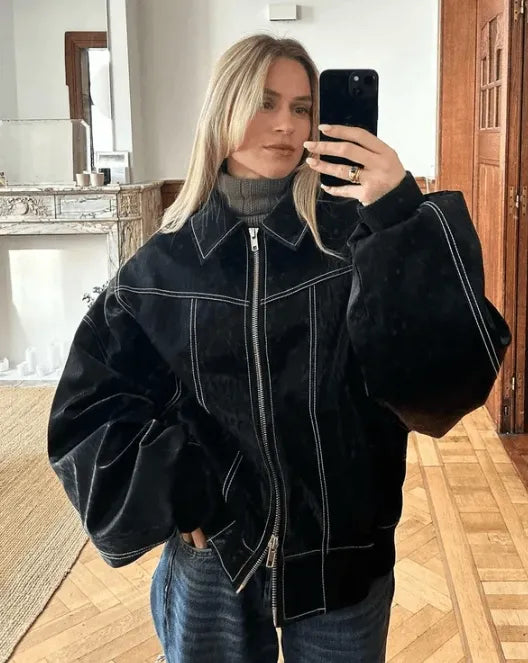 Giacca bomber da donna con zip per tempo libero e mezze stagioni
