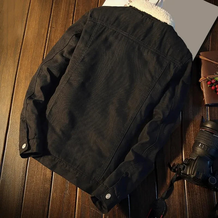 Giacca di jeans da uomo nera – vista posteriore