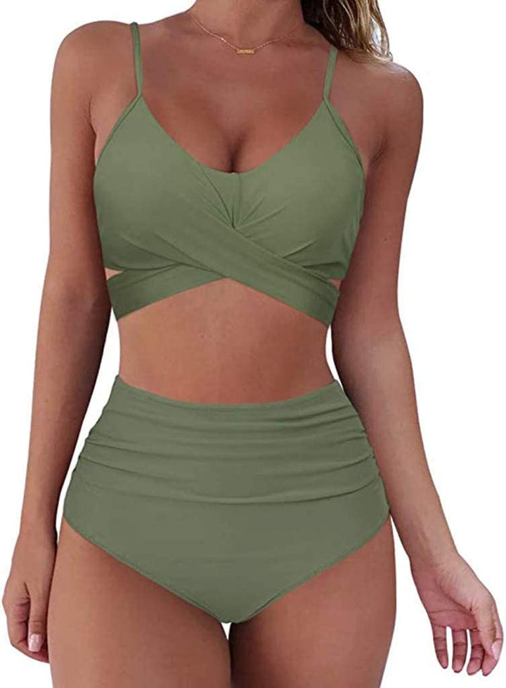 Bikini a vita alta da donna con stampa floreale