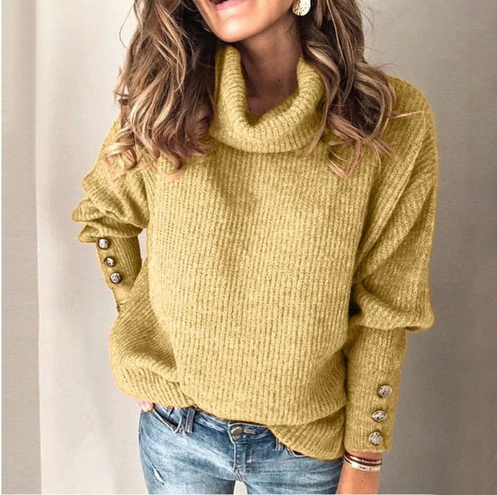 Maglione dolcevita da donna in maglia per uso quotidiano