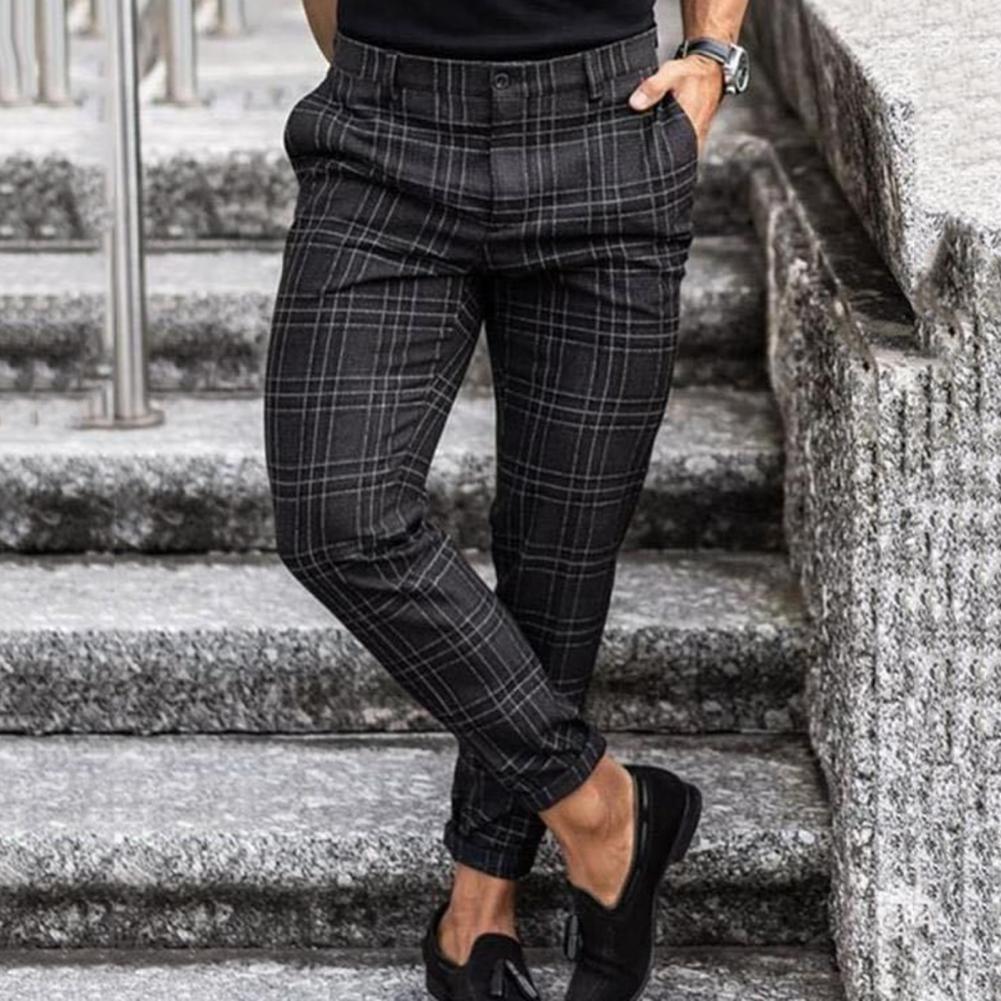 Pantaloni chino da uomo a quadri per uso quotidiano