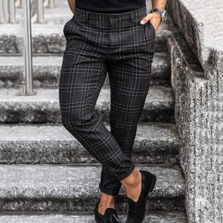 Pantaloni chino da uomo a quadri per uso quotidiano