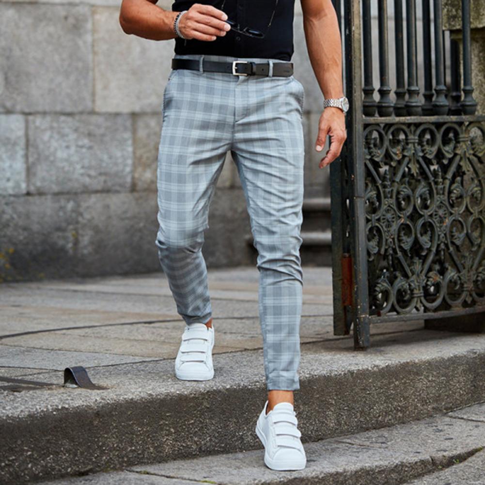 Pantaloni chino da uomo a quadri per uso quotidiano