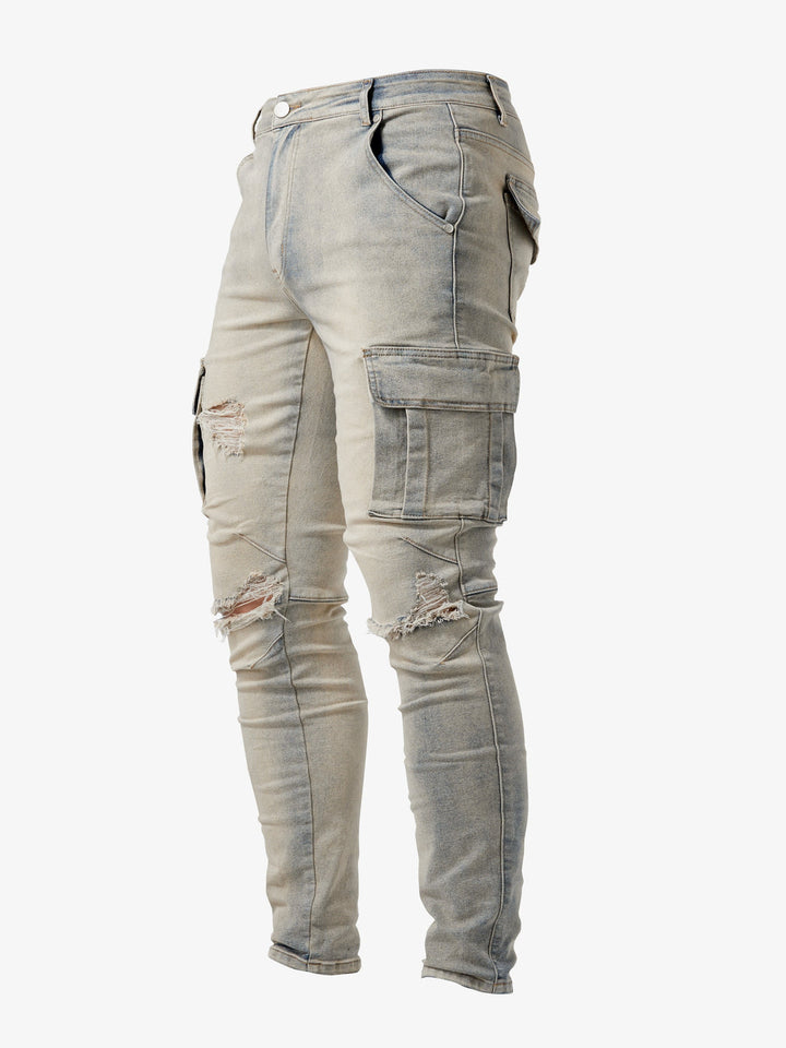 Jeans cargo da uomo slim fit per uso quotidiano