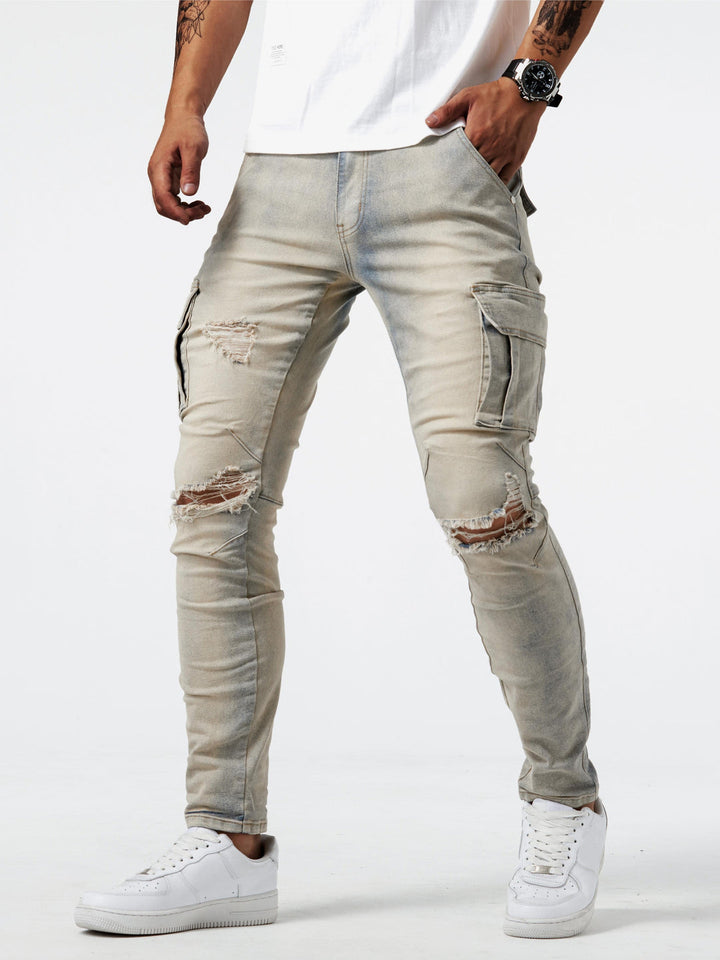 Jeans cargo da uomo slim fit per uso quotidiano