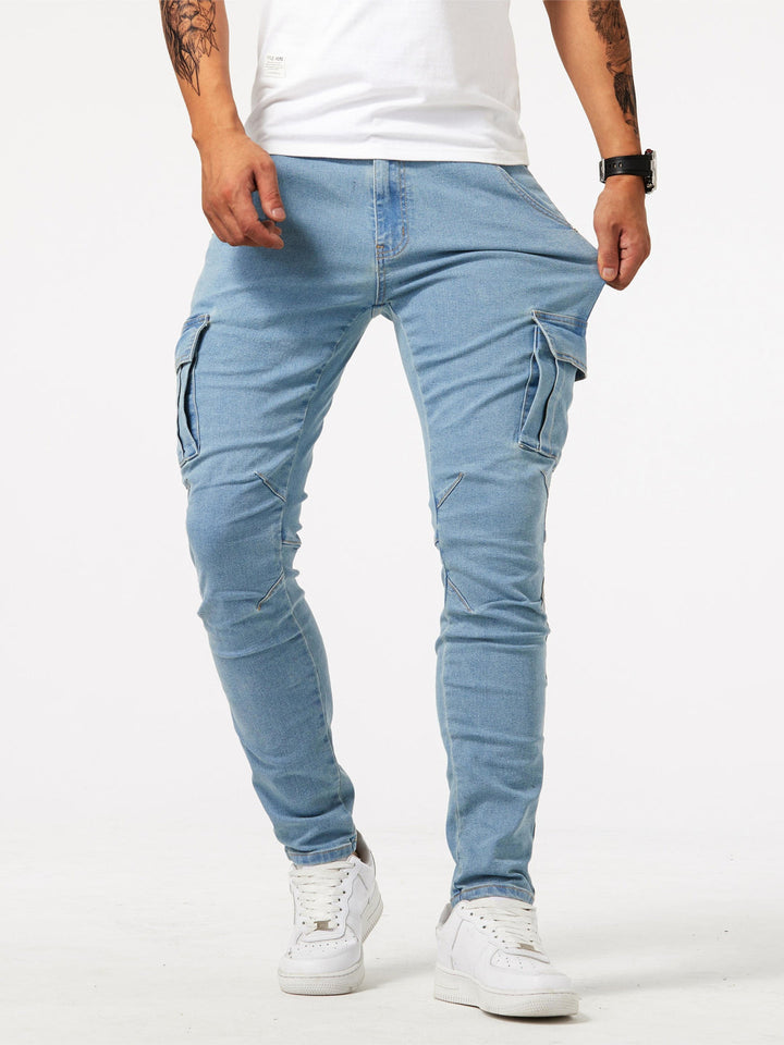 Jeans cargo da uomo slim fit per uso quotidiano