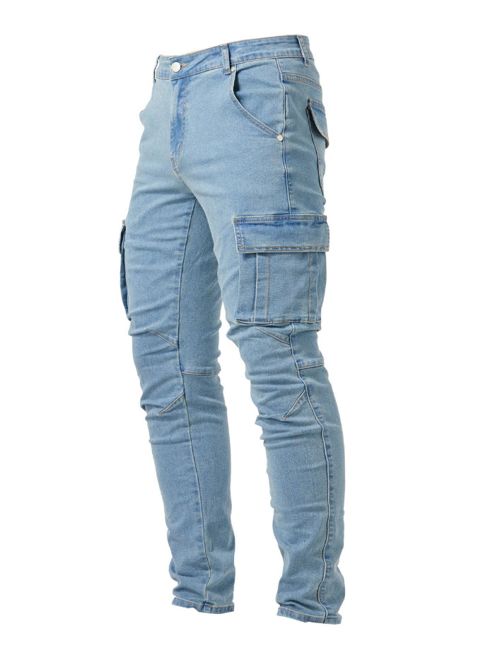 Jeans cargo da uomo slim fit per uso quotidiano