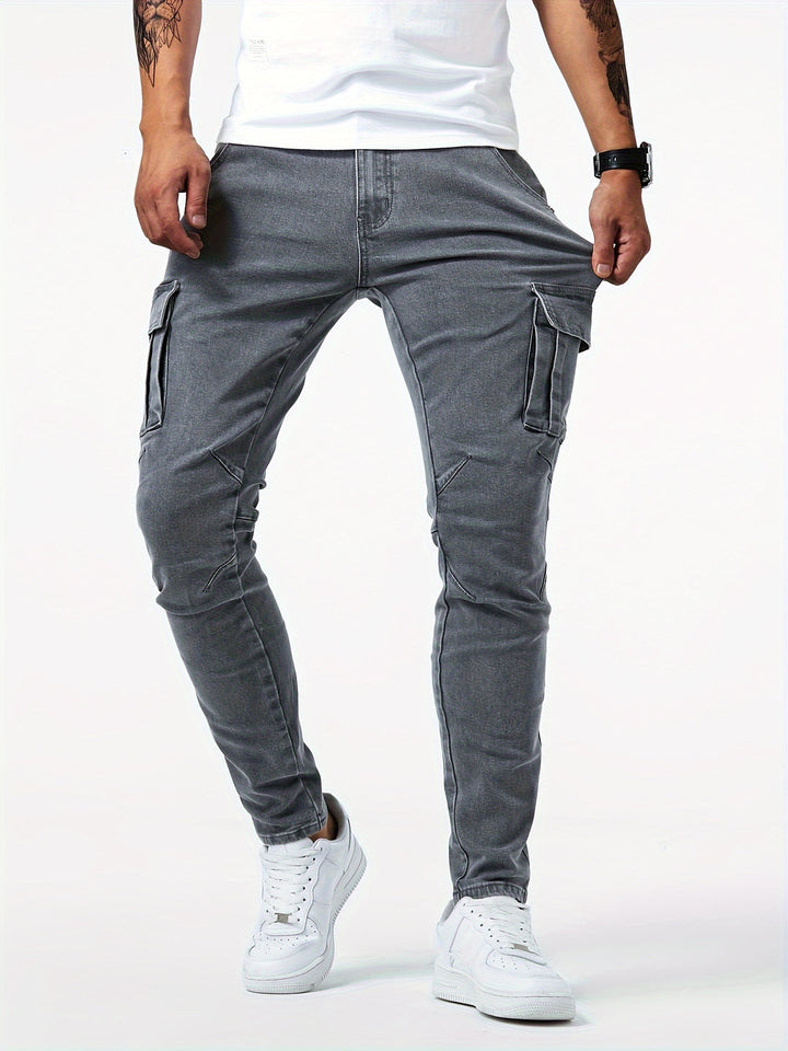 Jeans cargo da uomo slim fit per uso quotidiano