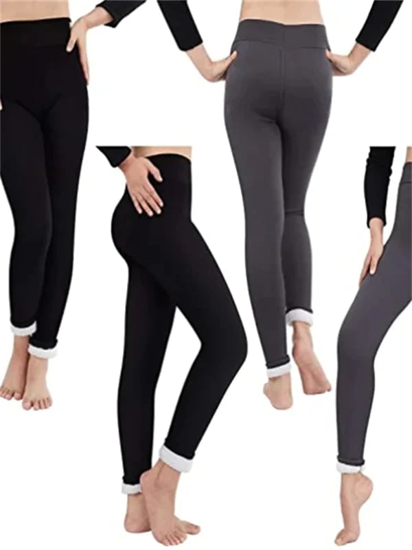 Leggings donna neri foderati indossati