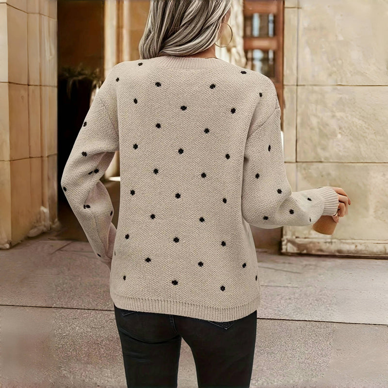 Maglione donna a pois cachi – vista posteriore