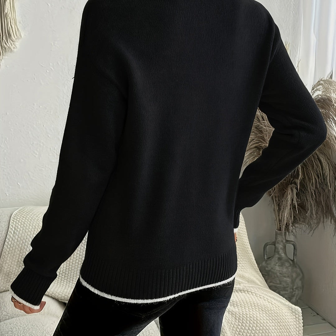 Maglione Donna Girocollo con Fiocco di Neve in nero, vista posteriore