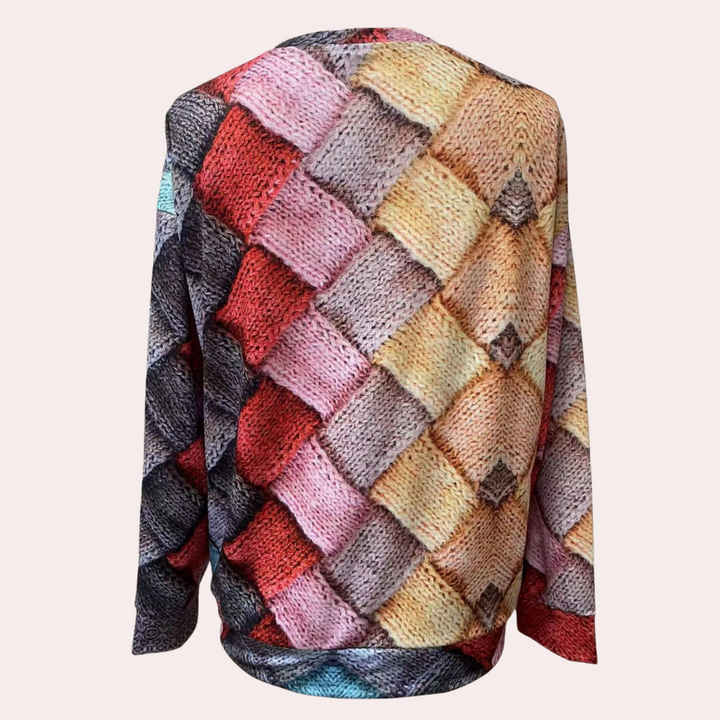 Maglione donna a rombi multicolore rosa – altra vista