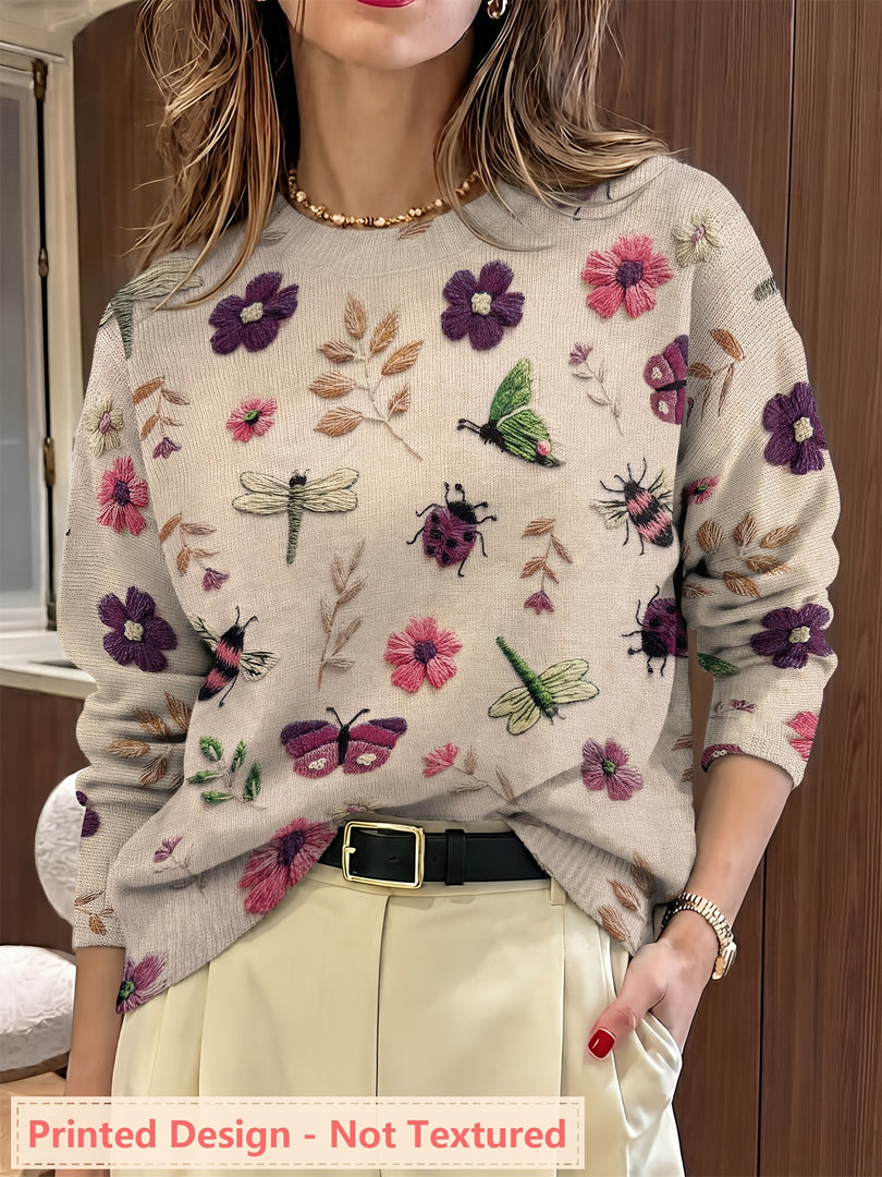 Maglione donna con stampa botanica – altra vista