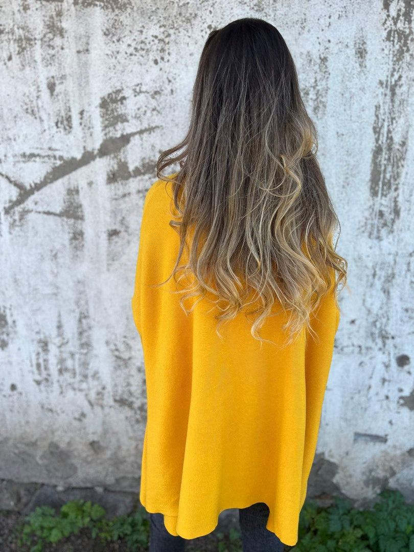 Maglione donna lungo giallo – vista posteriore