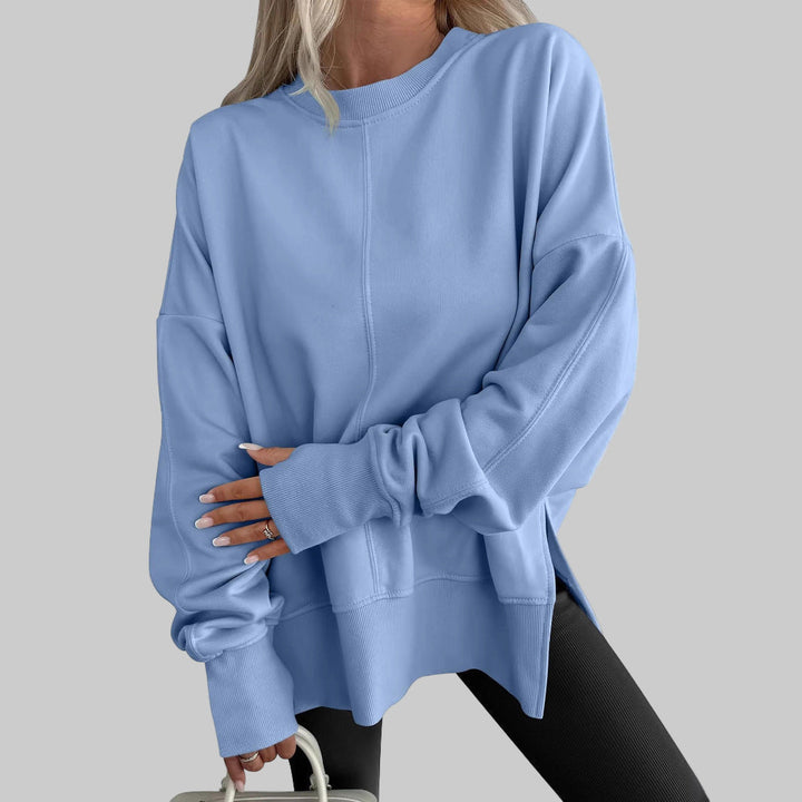 Maglione donna oversize girocollo azzurro