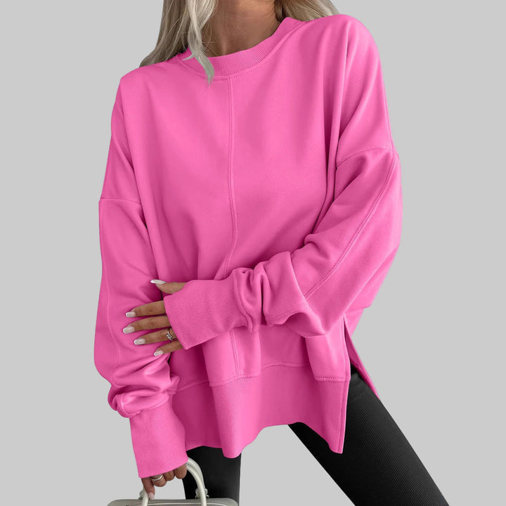Maglione donna oversize girocollo rosa