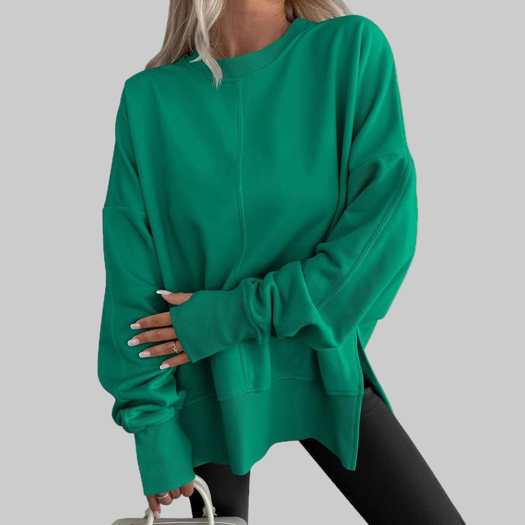 Maglione donna oversize girocollo verde