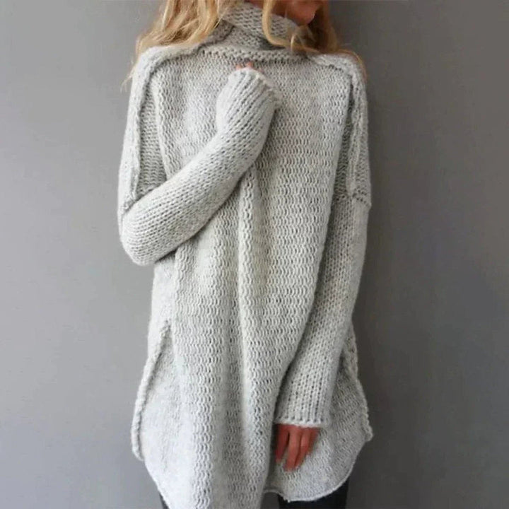 Maglione donna oversize a collo alto grigio grigio