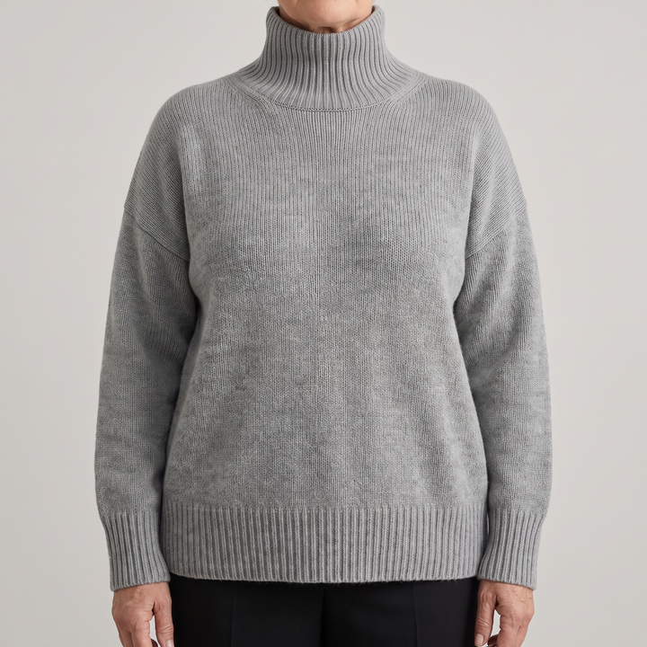 Maglione donna a collo alto grigio – vista frontale