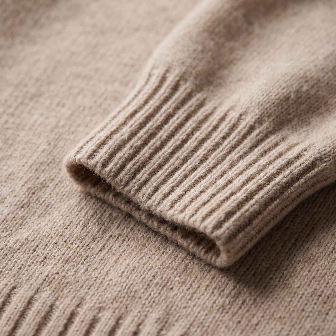 Dettaglio del polsino a coste del maglione a collo alto
