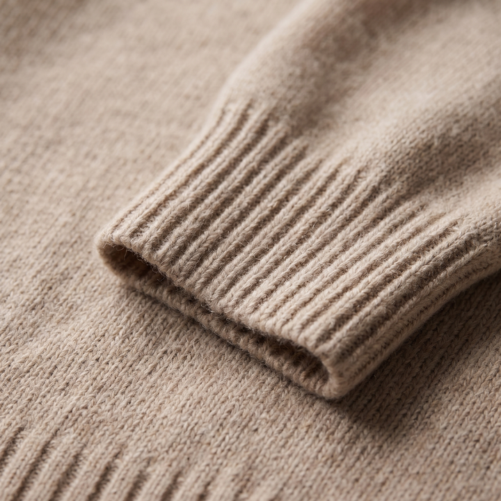 Dettaglio del polsino a coste del maglione a collo alto