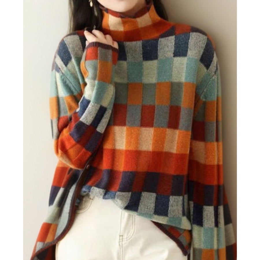 Damenpullover mit buntem Karomuster für jeden Tag