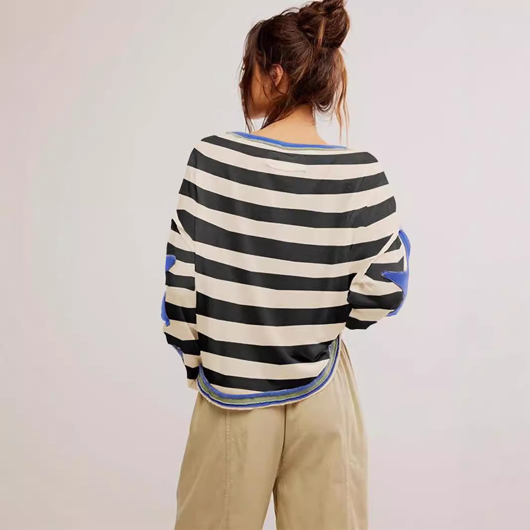 Maglione donna a righe nere – vista frontale