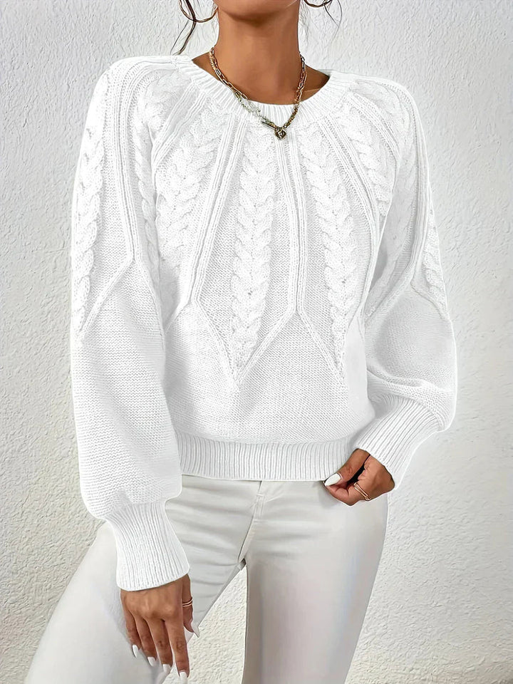 Maglione donna a trecce bianco
