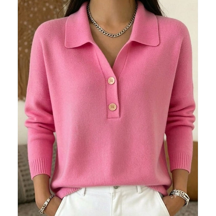 Maglione donna con colletto e bottoni rosa