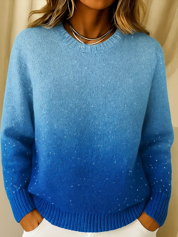 Maglione donna in maglia con effetto sfumato blu