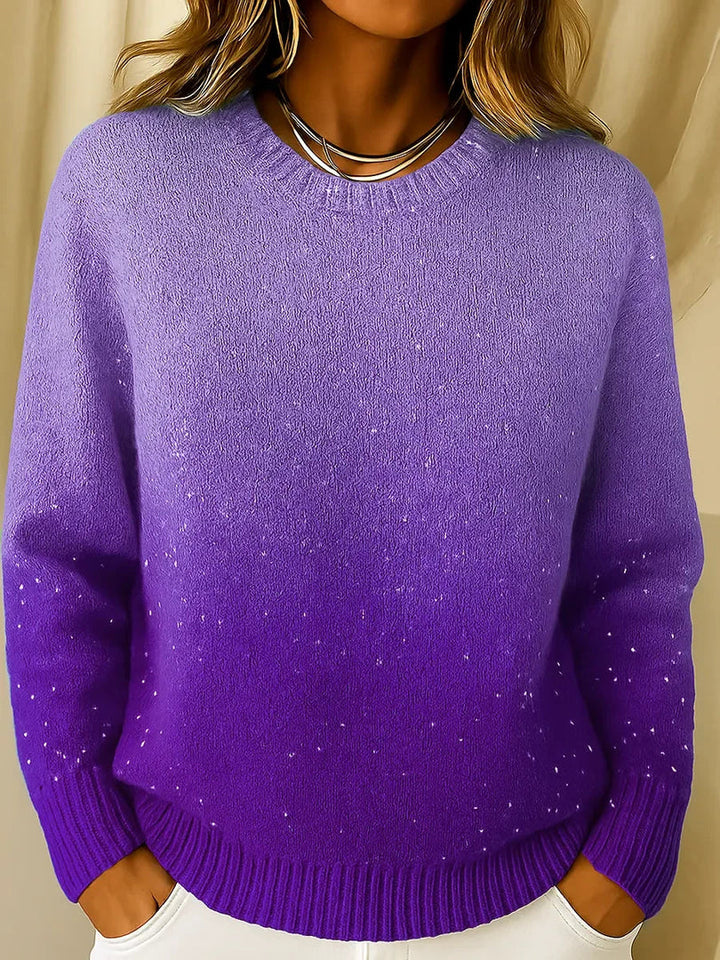Maglione donna in maglia con effetto sfumato viola