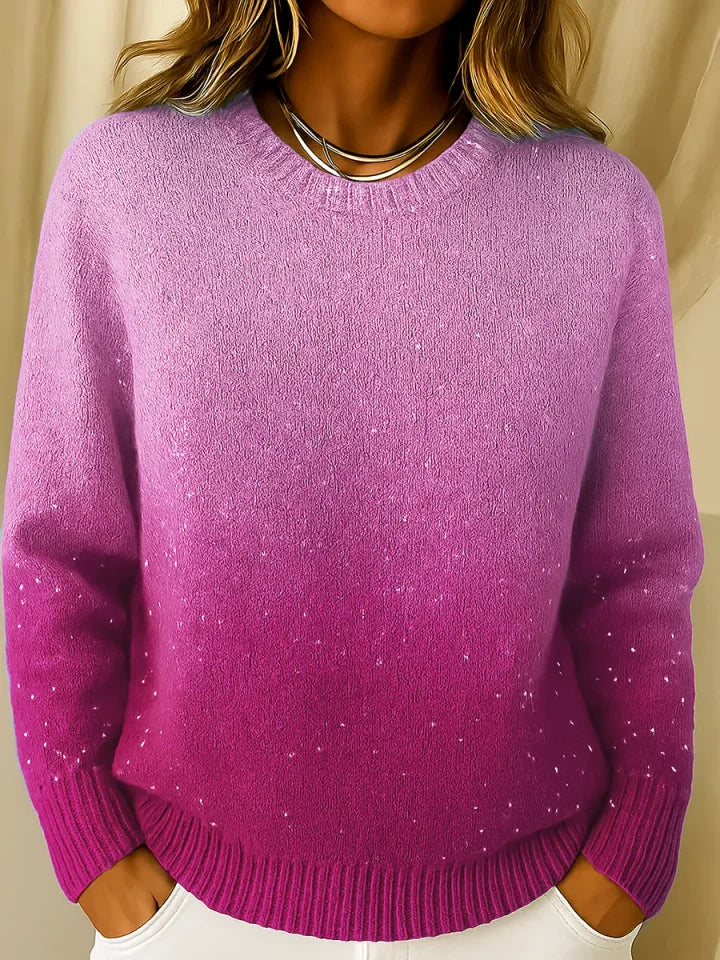 Maglione donna in maglia con effetto sfumato rosa