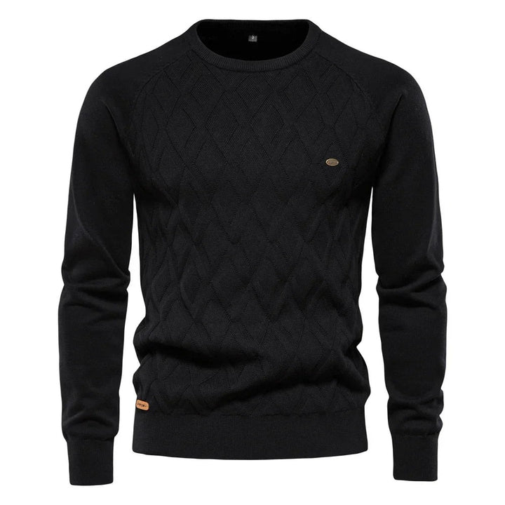 Maglione Uomo Girocollo con Motivo a Rombi in nero