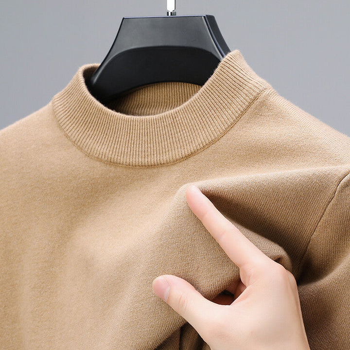 Maglione uomo girocollo dal taglio lungo cammello