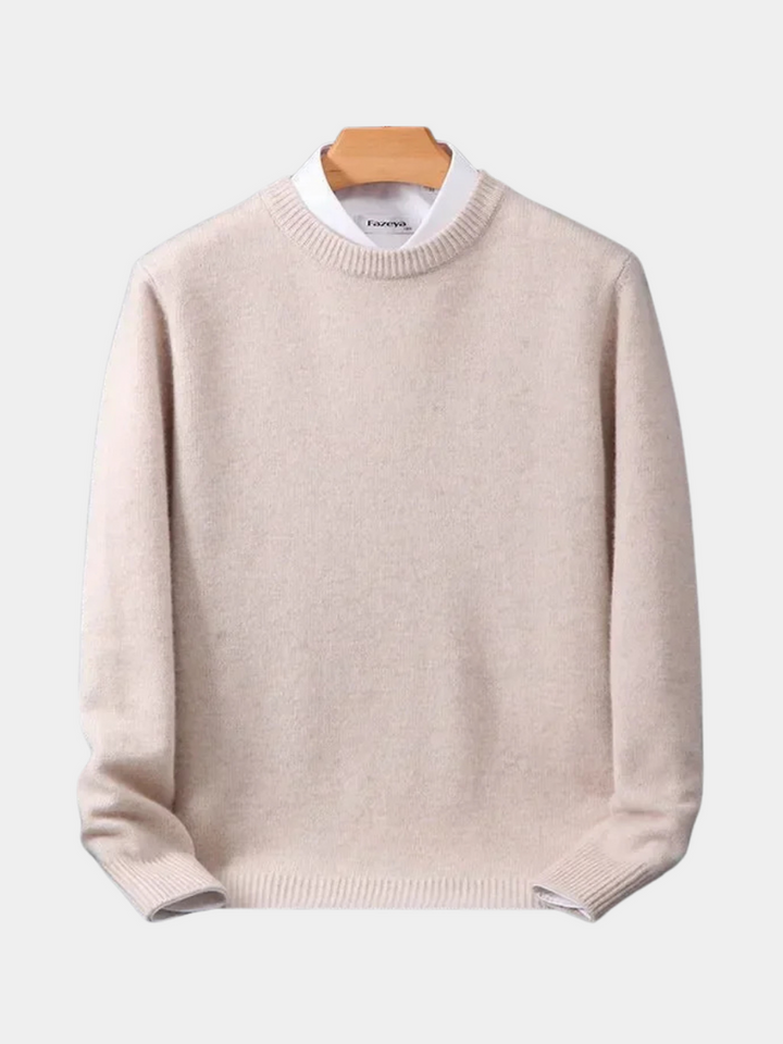 Maglione uomo girocollo bianco panna – vista frontale