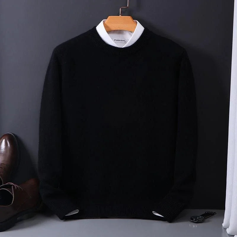 Maglione uomo girocollo in maglia fine nero