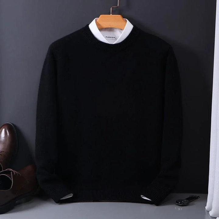 Maglione uomo girocollo in maglia fine nero