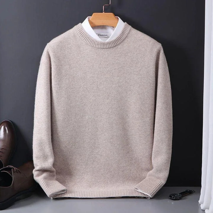 Maglione uomo girocollo in maglia fine cammello