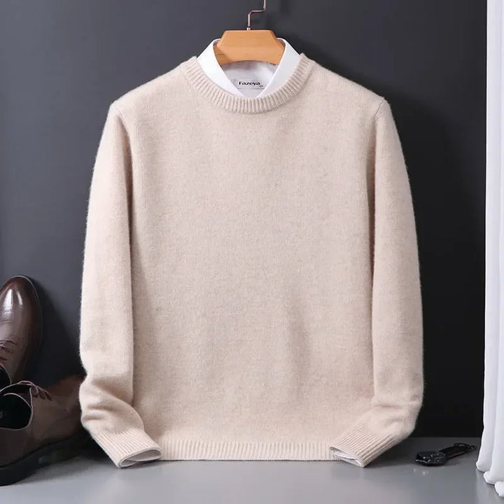 Maglione uomo girocollo bianco panna con camicia