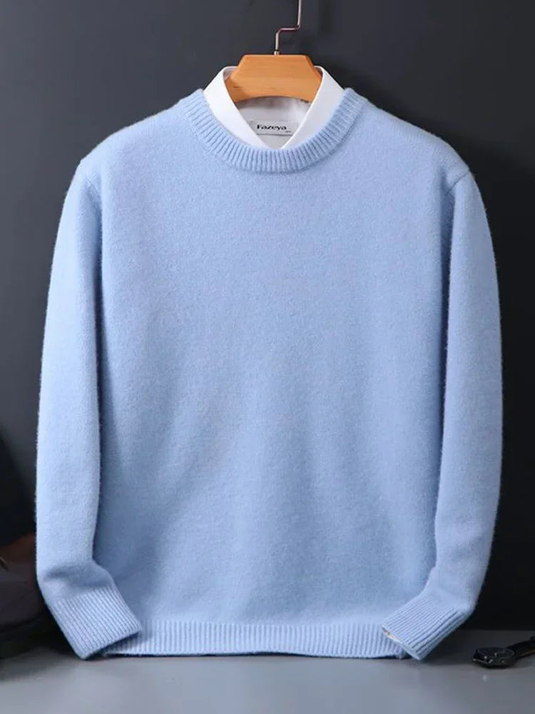 Maglione uomo girocollo azzurro – vista frontale