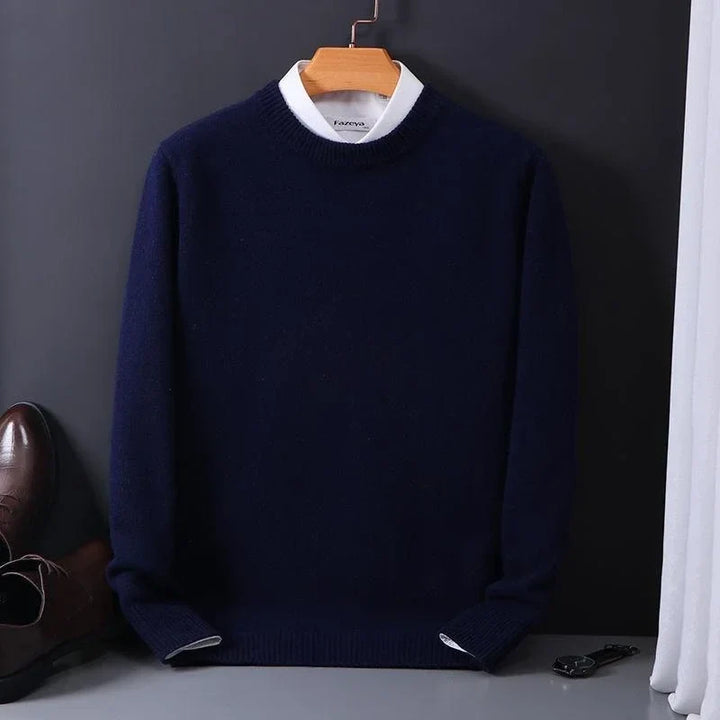 Maglione uomo girocollo in maglia fine blu navy