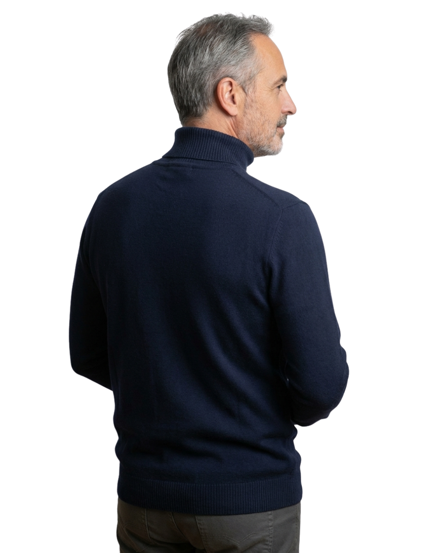 Maglione uomo a collo alto blu navy – vista posteriore