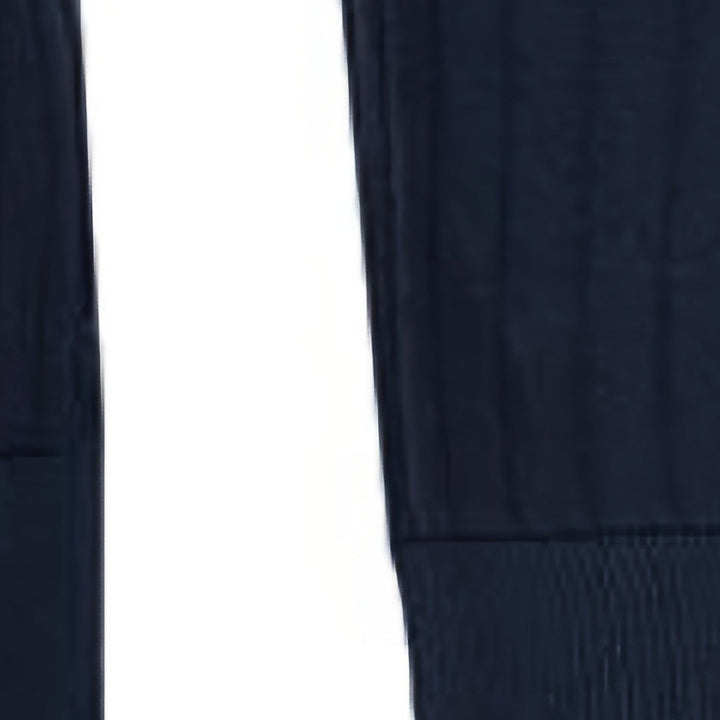 Maglione Uomo a Coste con Collo Alto e Mezza Zip in blu navy, dettaglio del polsino