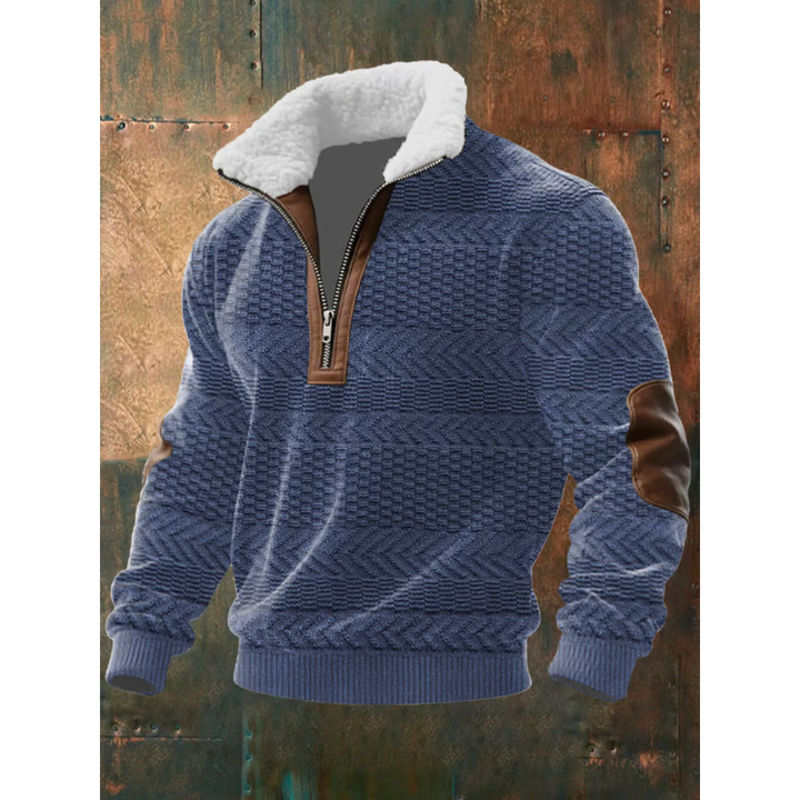 Maglione uomo con mezza zip in pile blu