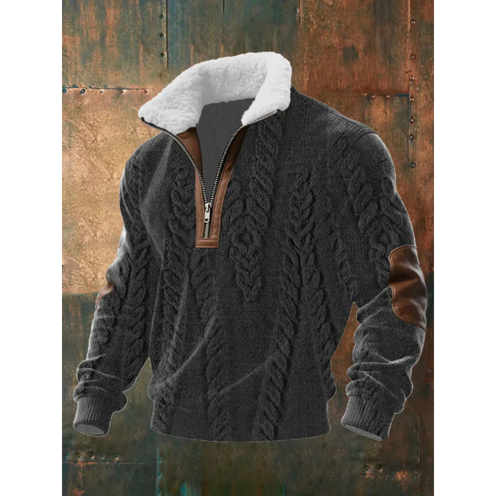 Maglione uomo con mezza zip in pile nero