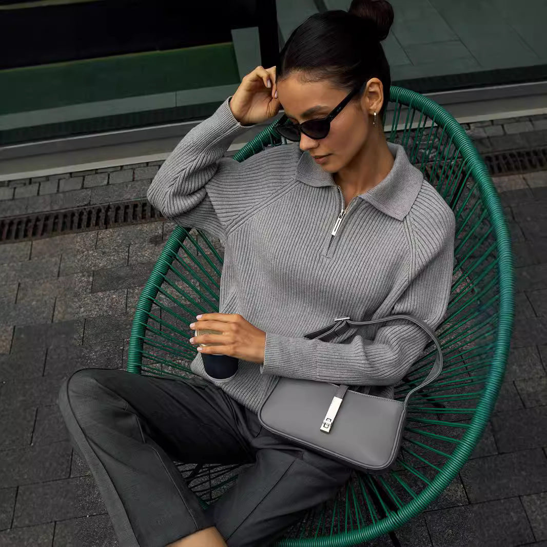 Maglione Donna con Colletto e Zip