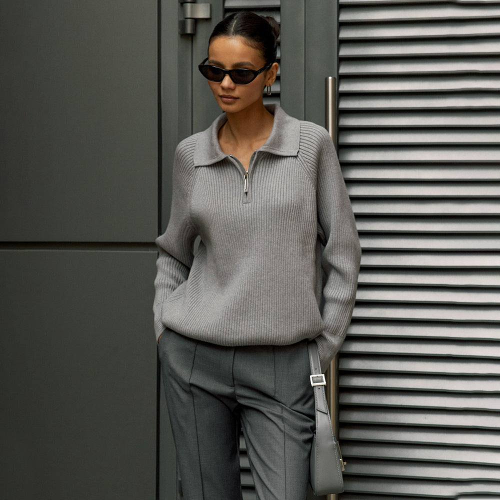 Maglione Donna con Colletto e Zip